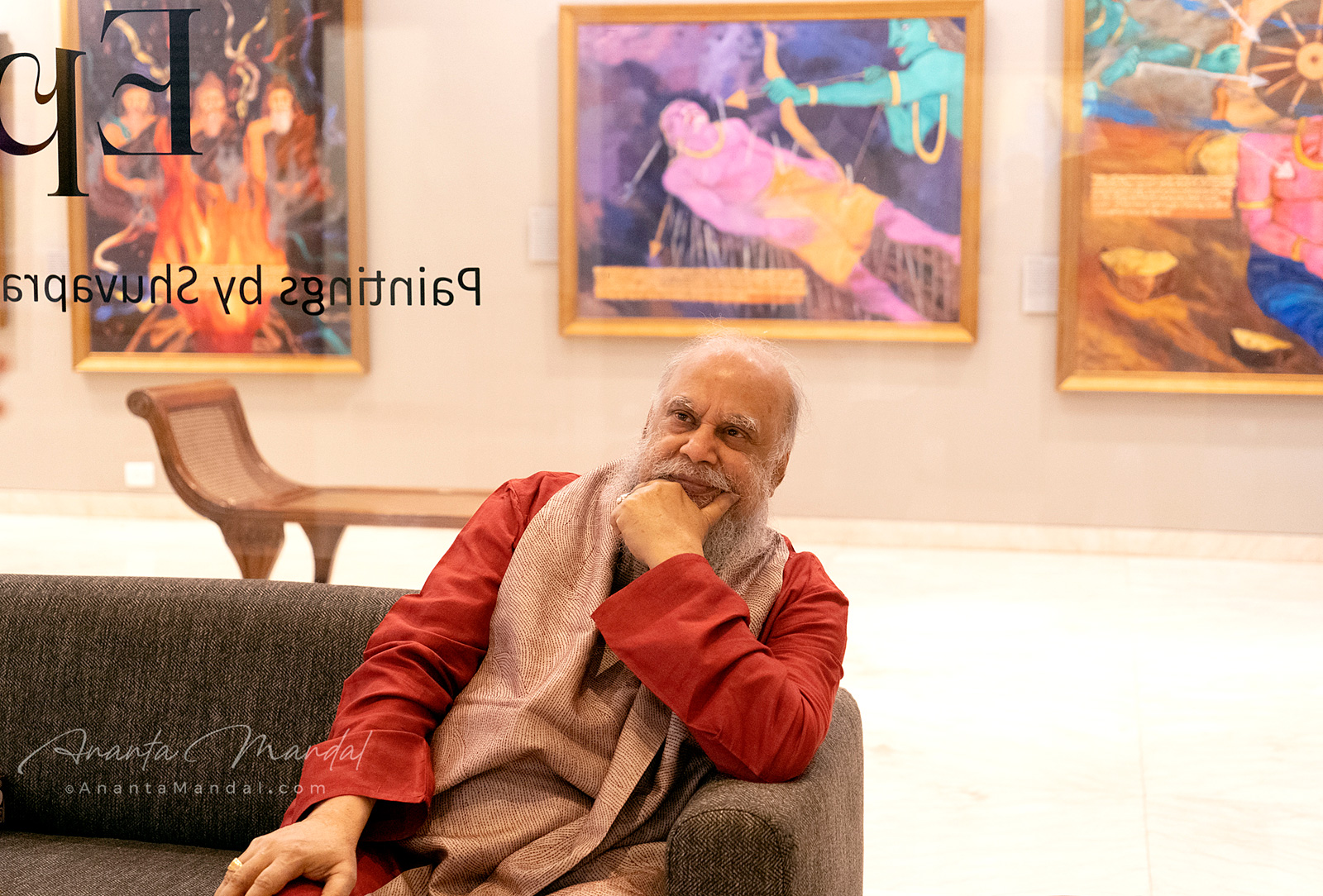 eminent-artist-Subhaprasanna-at-gallery-art-and-soul-mumbai-photograph-by-ananta-mandal-indian-artis