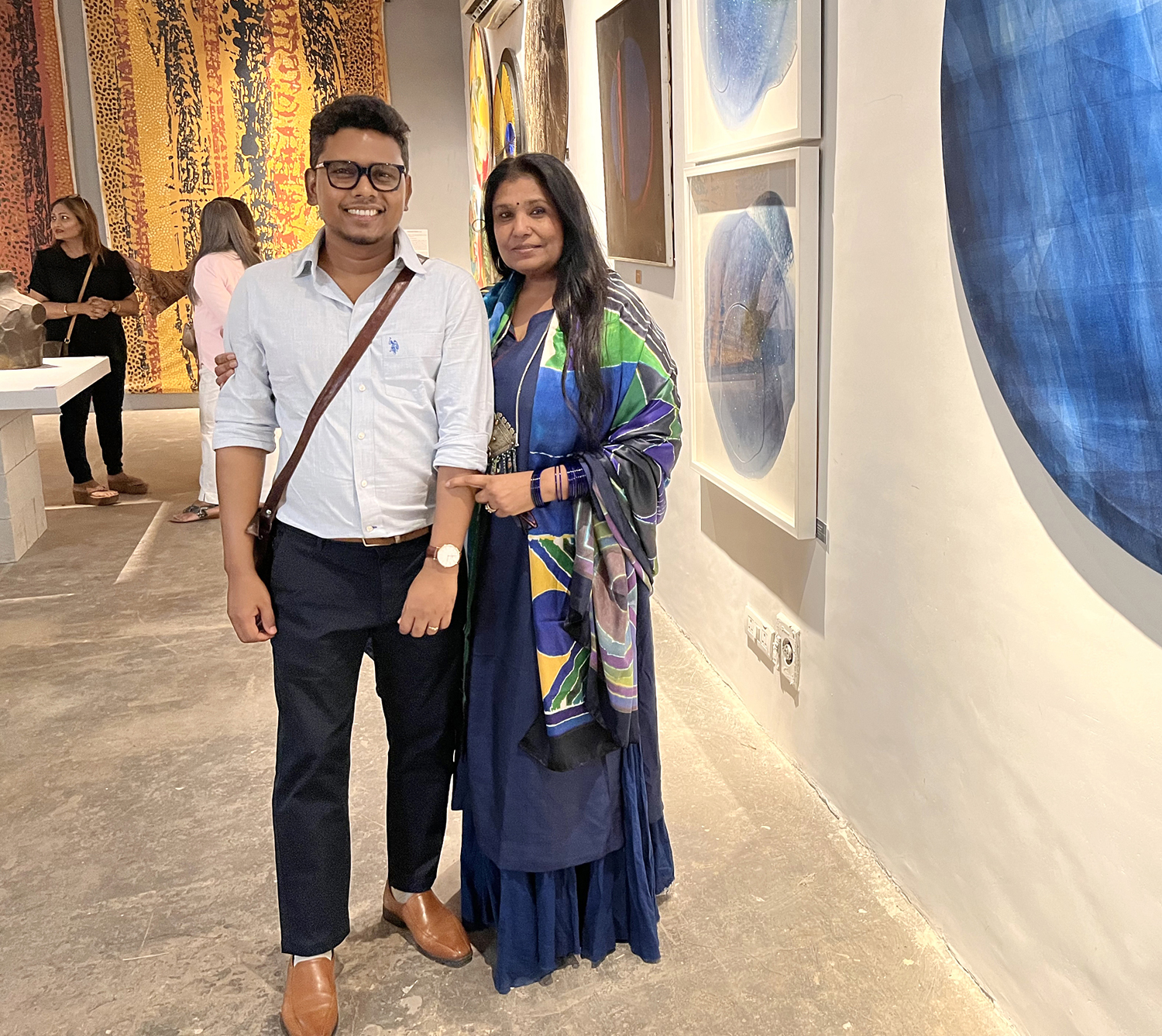 Ananta Mandal with artist Sujata Bajaj at opening day of “The Art of India” Mumbai, this epic exhibition where my artwork exhibiting along with 100 Indian masters!!