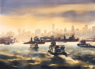 Bombay-Harbour-ii-painting-by-ananta-mandal.jpg