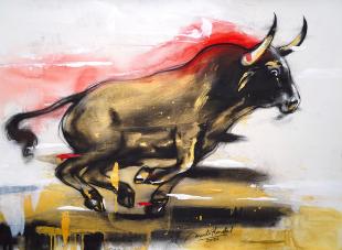 Bull-run-painting-by-ananta-mandal