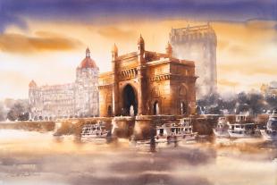Gateway-of-India-Mumbai-painting-by-ananta-mandal-indian-artist