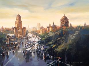 Mumbai Monsoon painting by ananta mandal