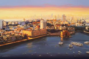 Mumbai-Skyline-ii-painting-by-indian-artist-ananta-mandal
