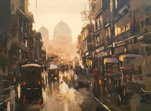 Old-Delhi-painting-by-ananta-mandal-indian-artist