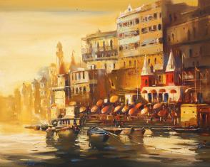 Varanasi-Ghat-III-paintings-by-ananta-mandal