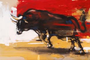 indian-artist-ananta-mandal-bull-painting