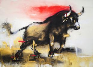 black-bull-painting-by-ananta-mandal