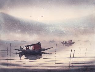 dal-lake-painting-by-ananta-mandal