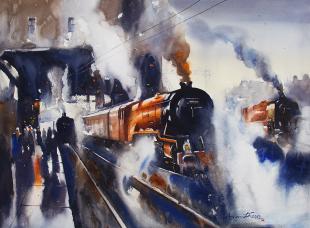 Steam Engine-painting-by-ananta-mandal